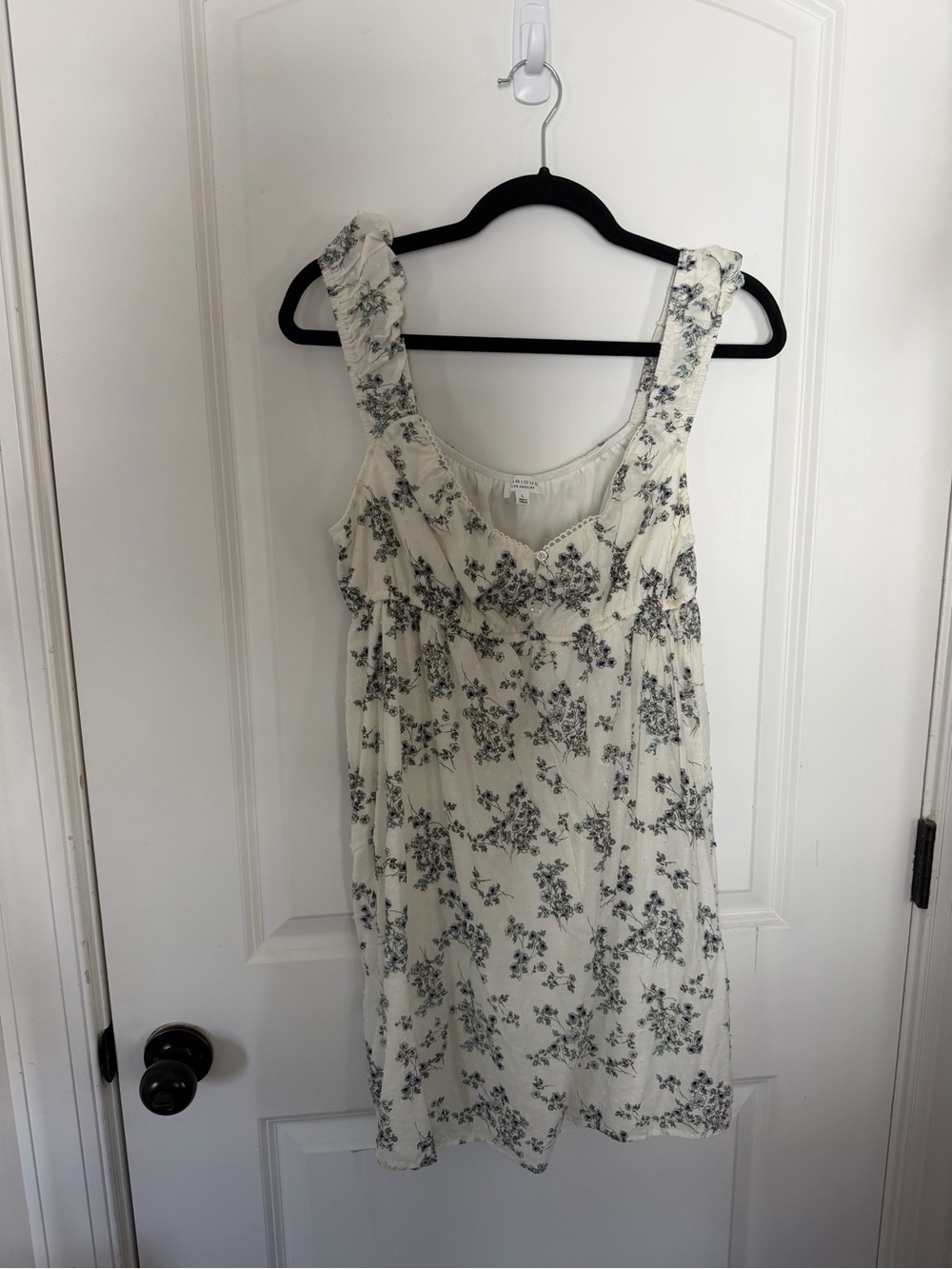 Cream Floral Sundress with Ruffled Straps